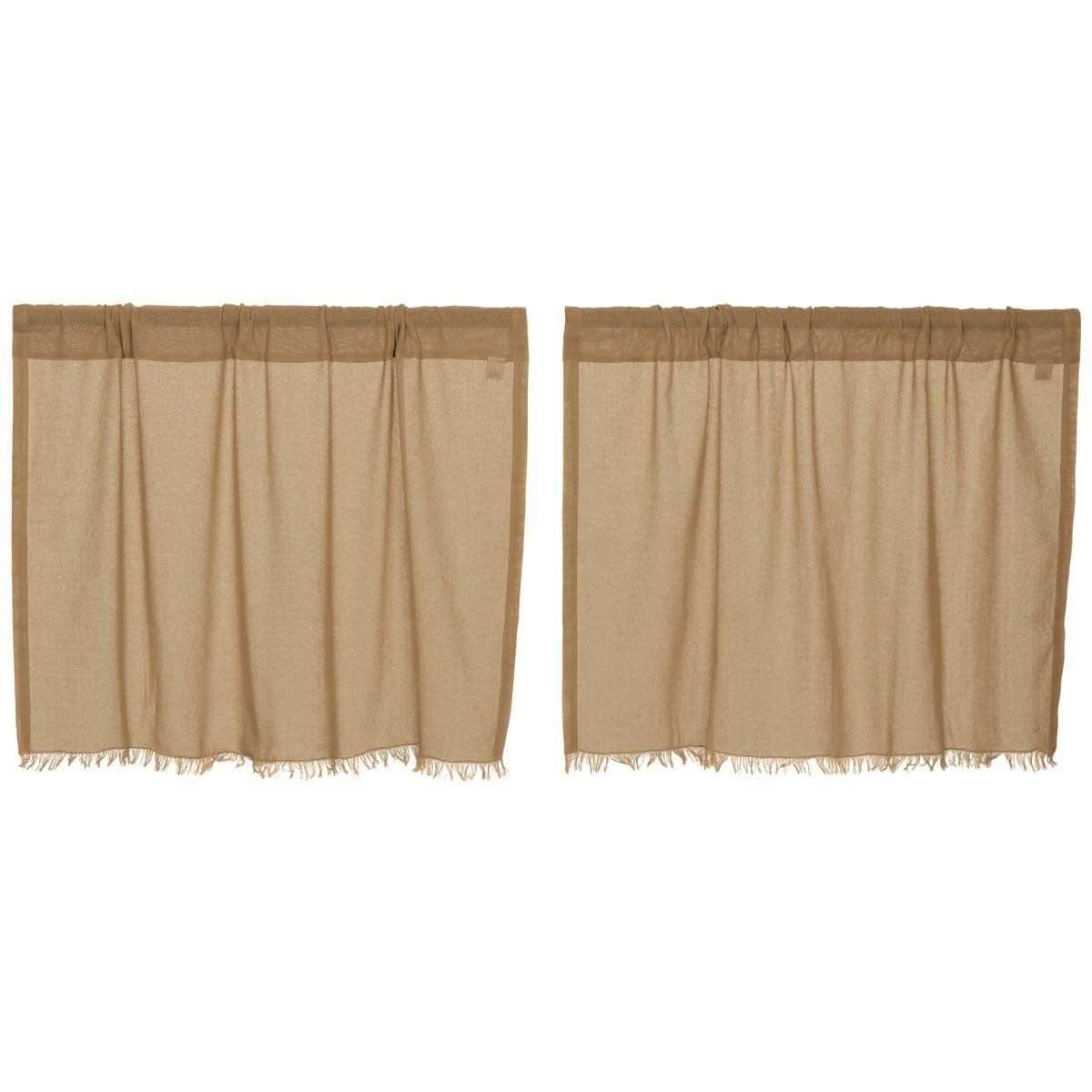 Tobacco Cloth Khaki Tier Fringed Set of 2 L24xW36 - The Fox Decor