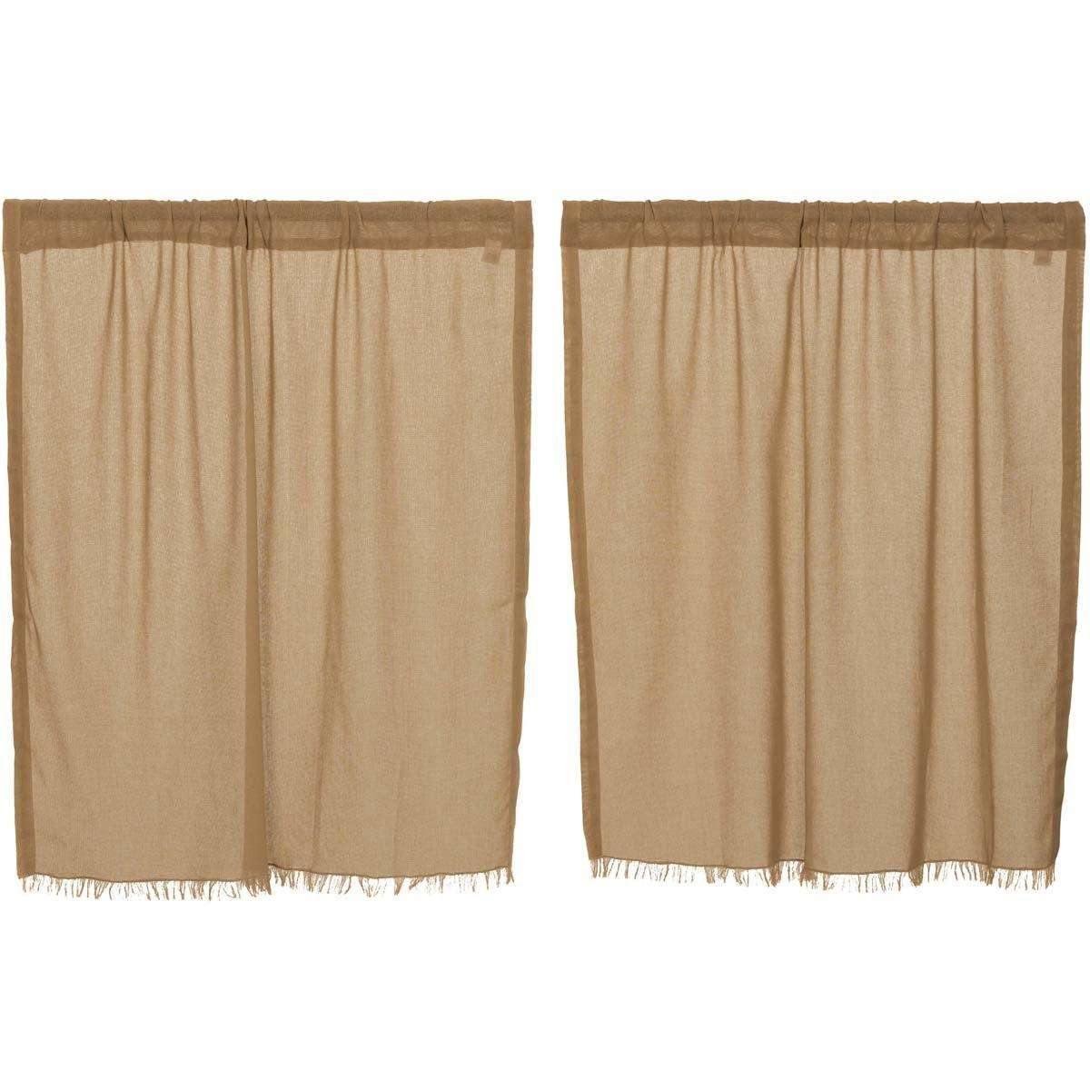 Tobacco Cloth Khaki Tier Fringed Set of 2 L36xW36 - The Fox Decor