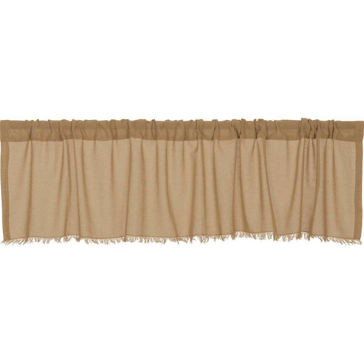 Tobacco Cloth Khaki Valance Curtain Fringed 16x72 - The Fox Decor