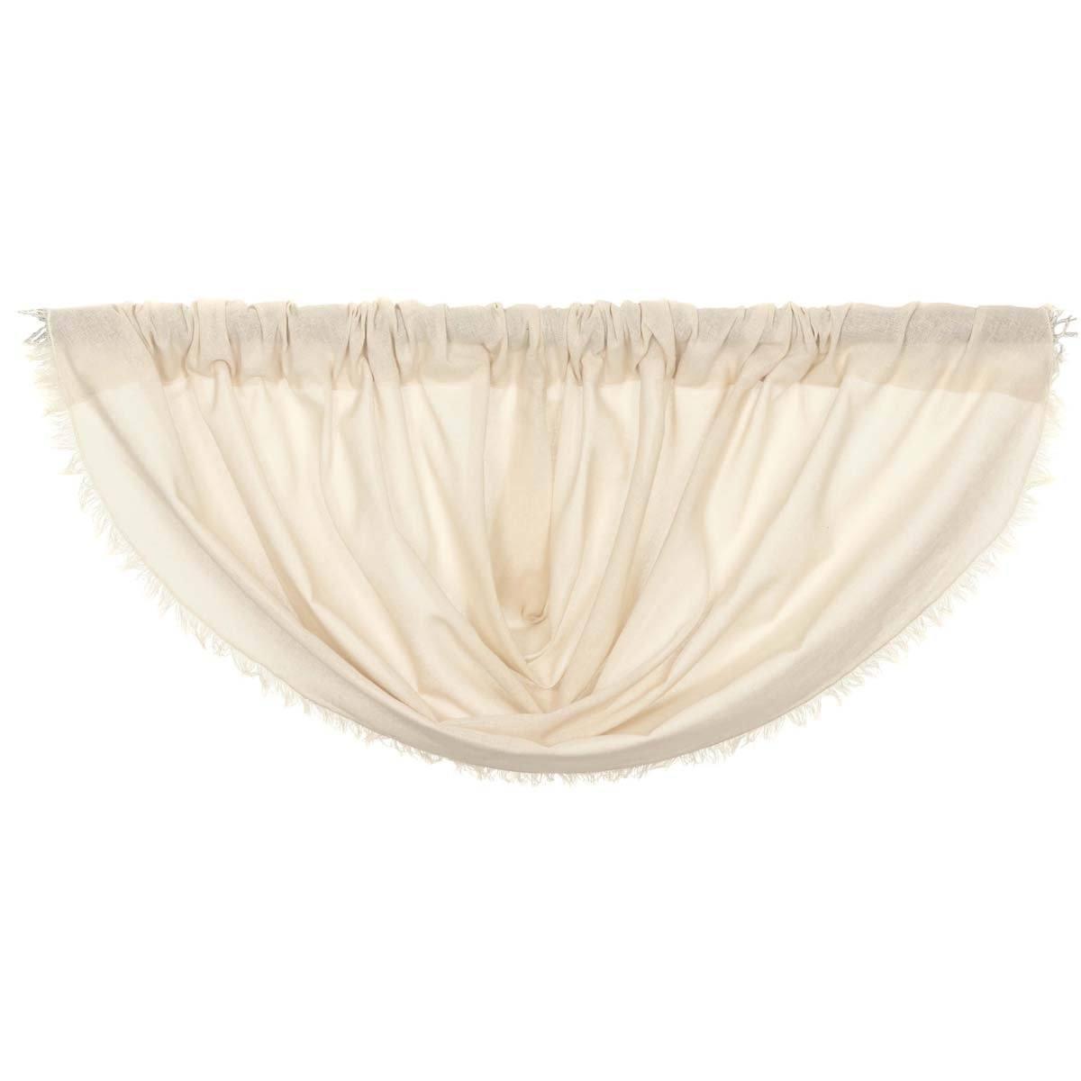 Tobacco Cloth Natural Balloon Valance Curtain Fringed 15x60 - The Fox Decor