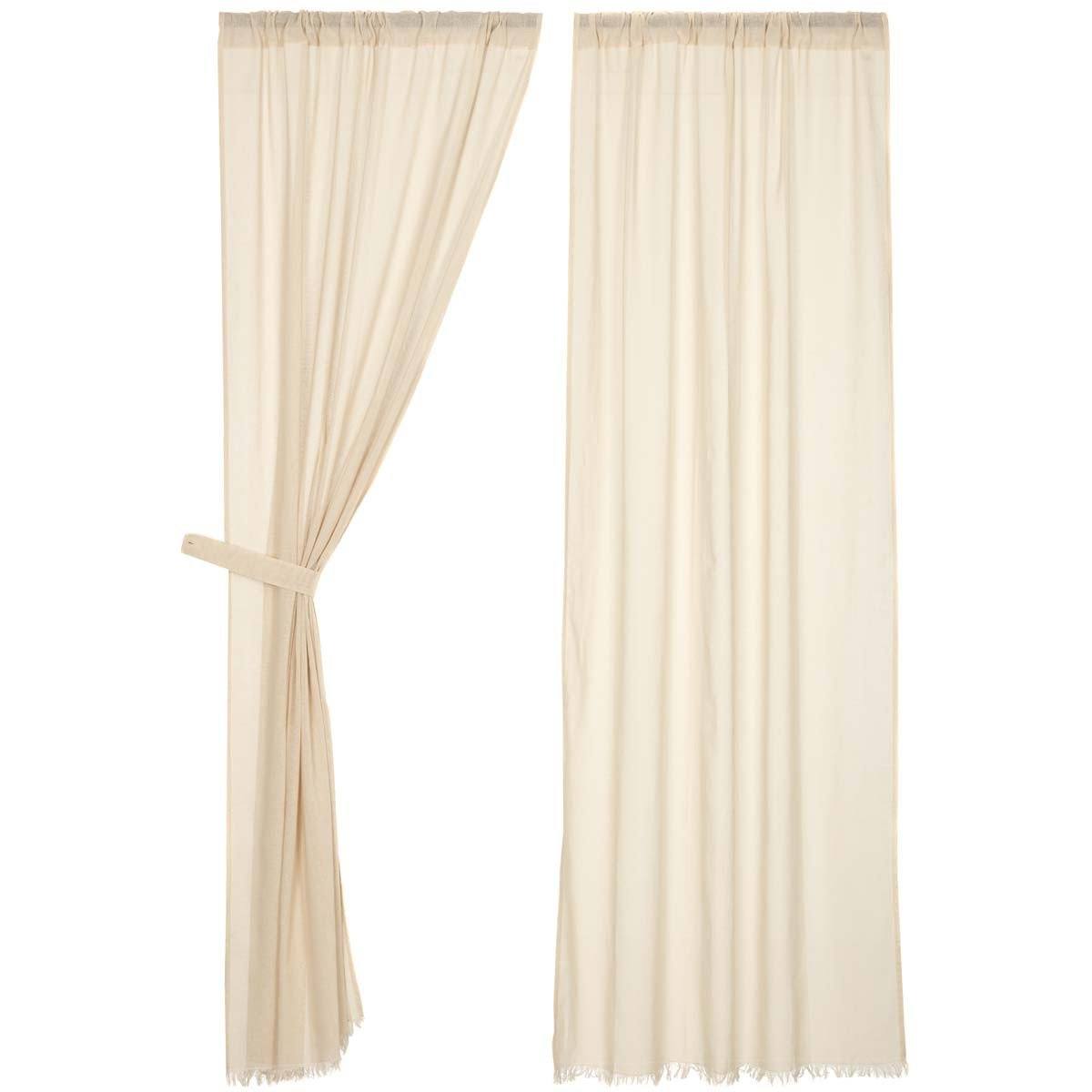 Tobacco Cloth Natural Panel Curtain Fringed Set of 2 84x40 VHC Brands - The Fox Decor