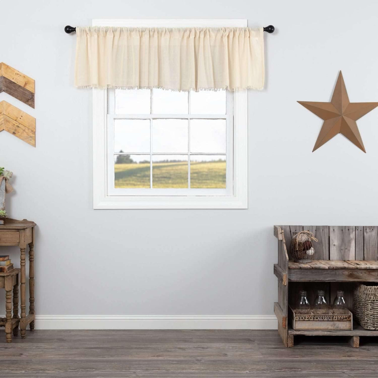 Tobacco Cloth Natural Valance Curtain Fringed 16x90 - The Fox Decor