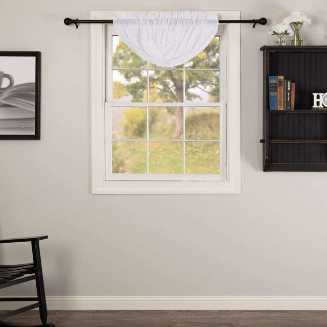 White Ruffled Sheer Balloon Valance Curtain 15x60 - The Fox Decor