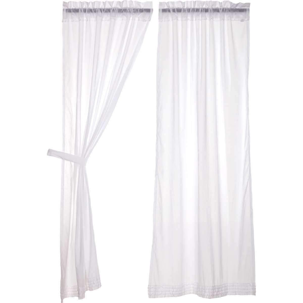 White Ruffled Sheer Panel Curtain Curtain Set of 2 84x40 - The Fox Decor