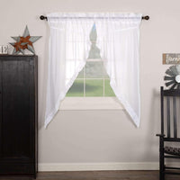 Thumbnail for White Ruffled Sheer Prairie Short Panel Curtain Set 2 63x36x18