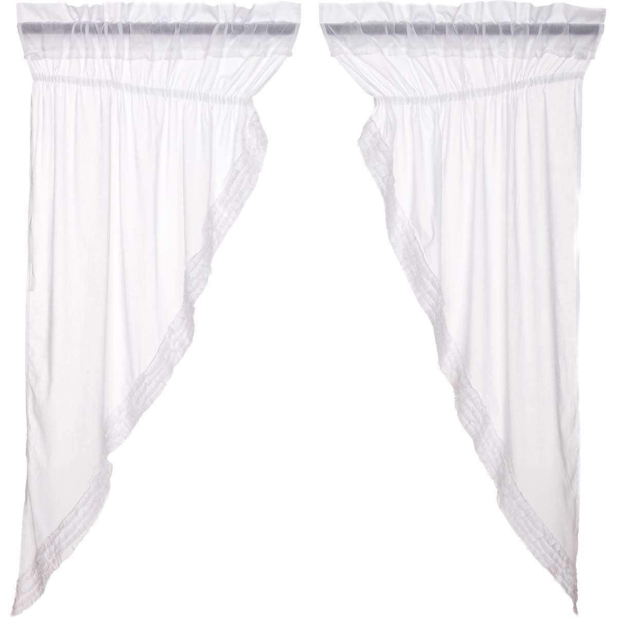 White Ruffled Sheer Prairie Short Panel Curtain Set 2 63x36x18 - The Fox Decor