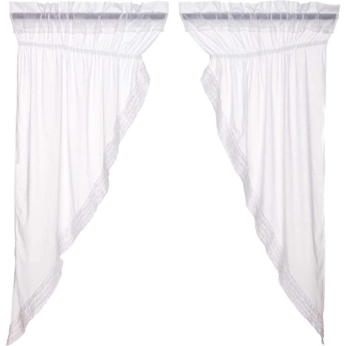 White Ruffled Sheer Prairie Short Panel Curtain Set 2 63x36x18 - The Fox Decor