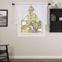 Thumbnail for White Ruffled Sheer Prairie Swag Curtain Set of 2 36x36x18 VHC Brands - The Fox Decor