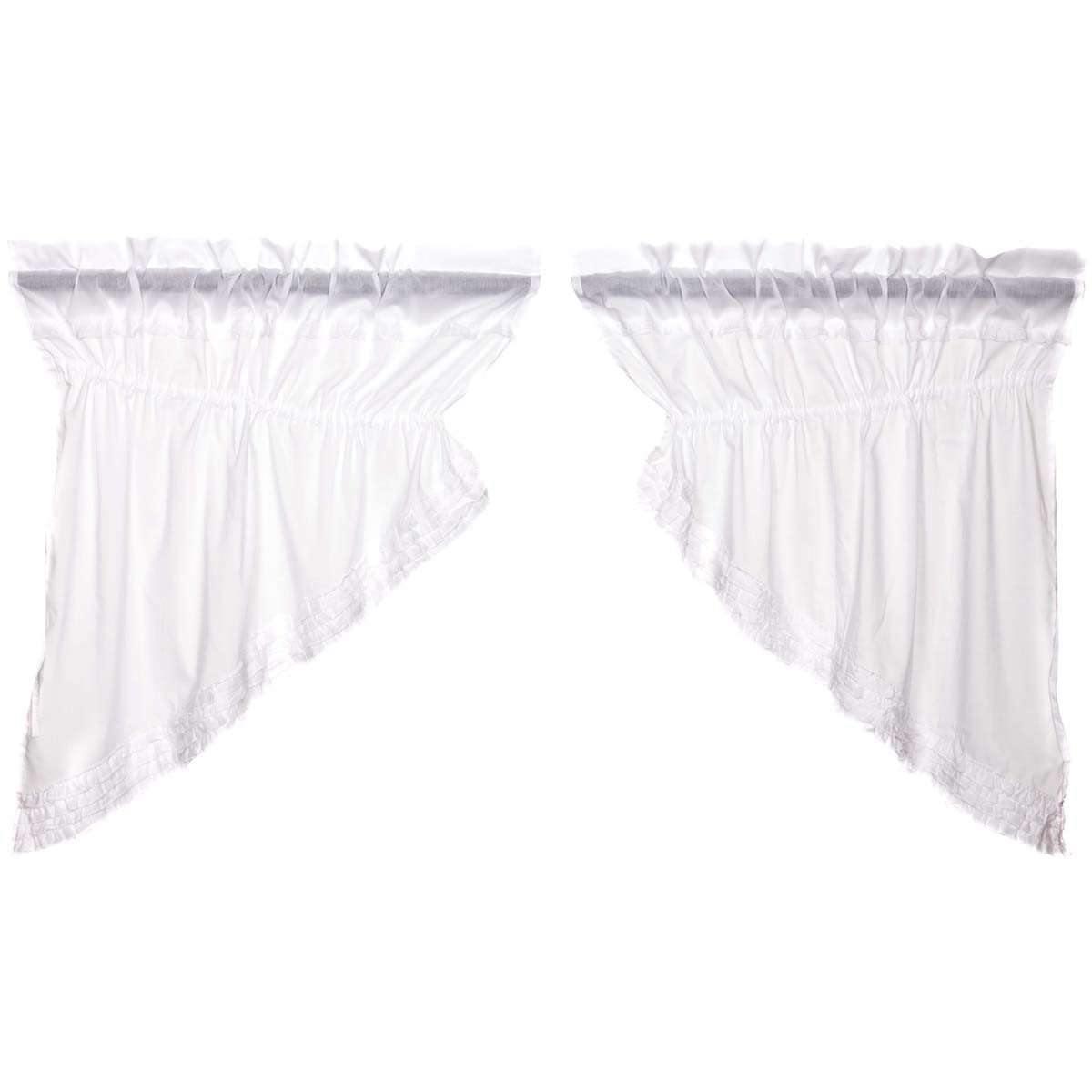 White Ruffled Sheer Prairie Swag Curtain Set of 2 36x36x18 VHC Brands - The Fox Decor