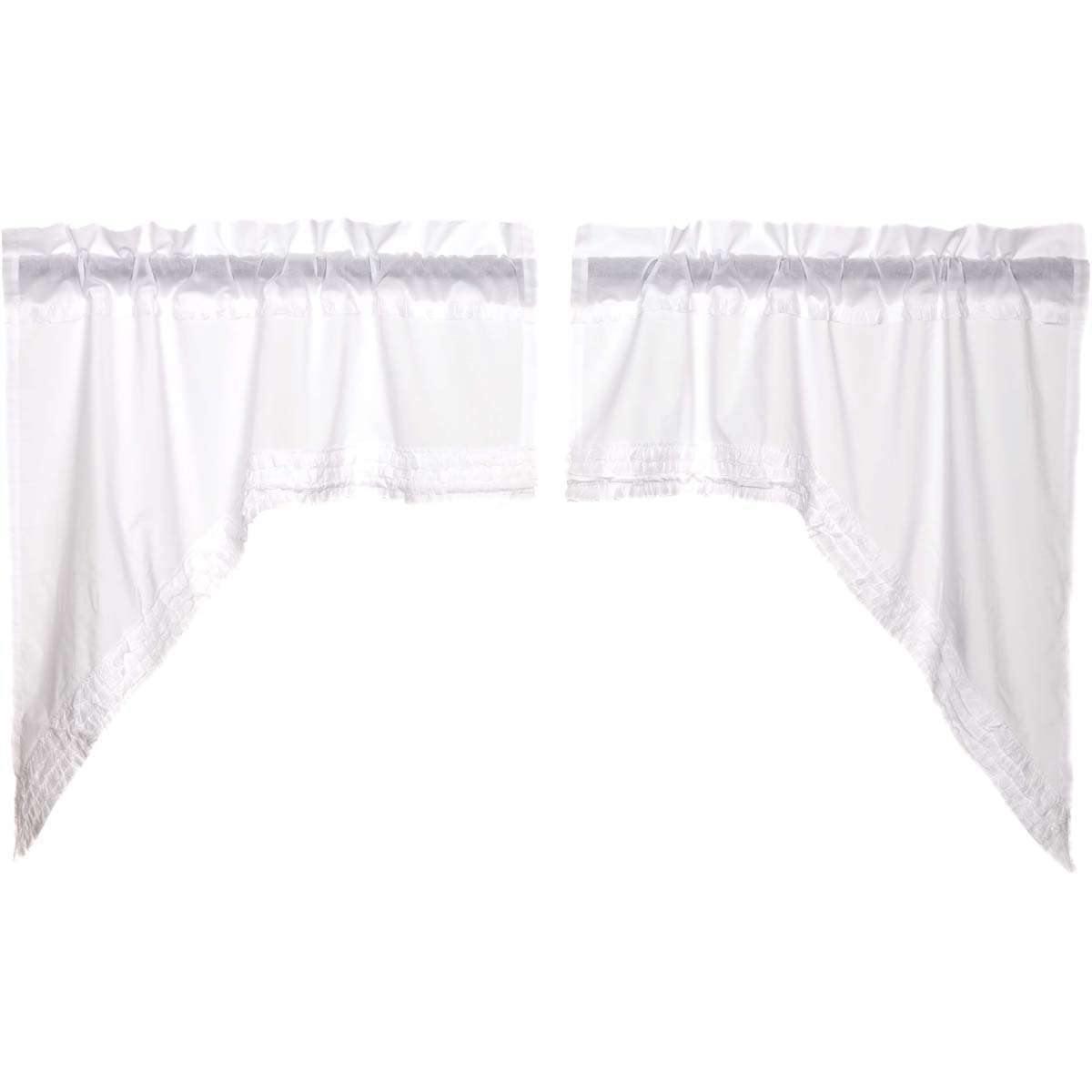 White Ruffled Sheer Swag Curtain Set of 2 36x36x16 - The Fox Decor