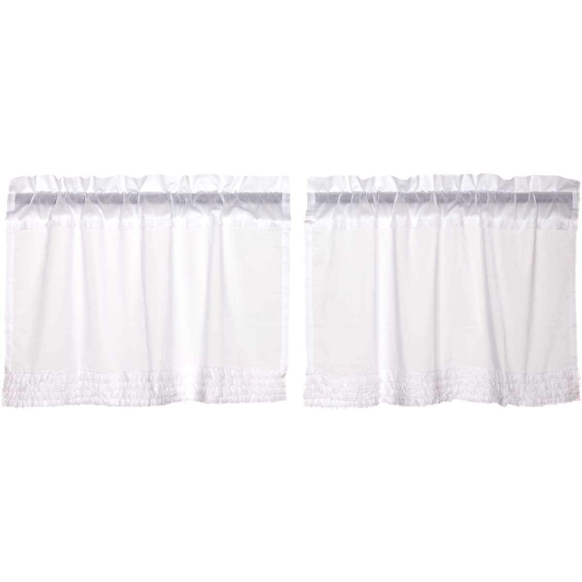 White Ruffled Sheer Tier Curtain Set of 2 L24xW36 - The Fox Decor