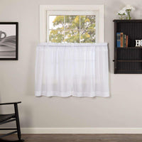 Thumbnail for White Ruffled Sheer Tier Curtain Set of 2 L36xW36