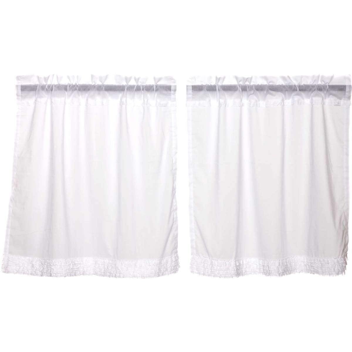White Ruffled Sheer Tier Curtain Set of 2 L36xW36 - The Fox Decor