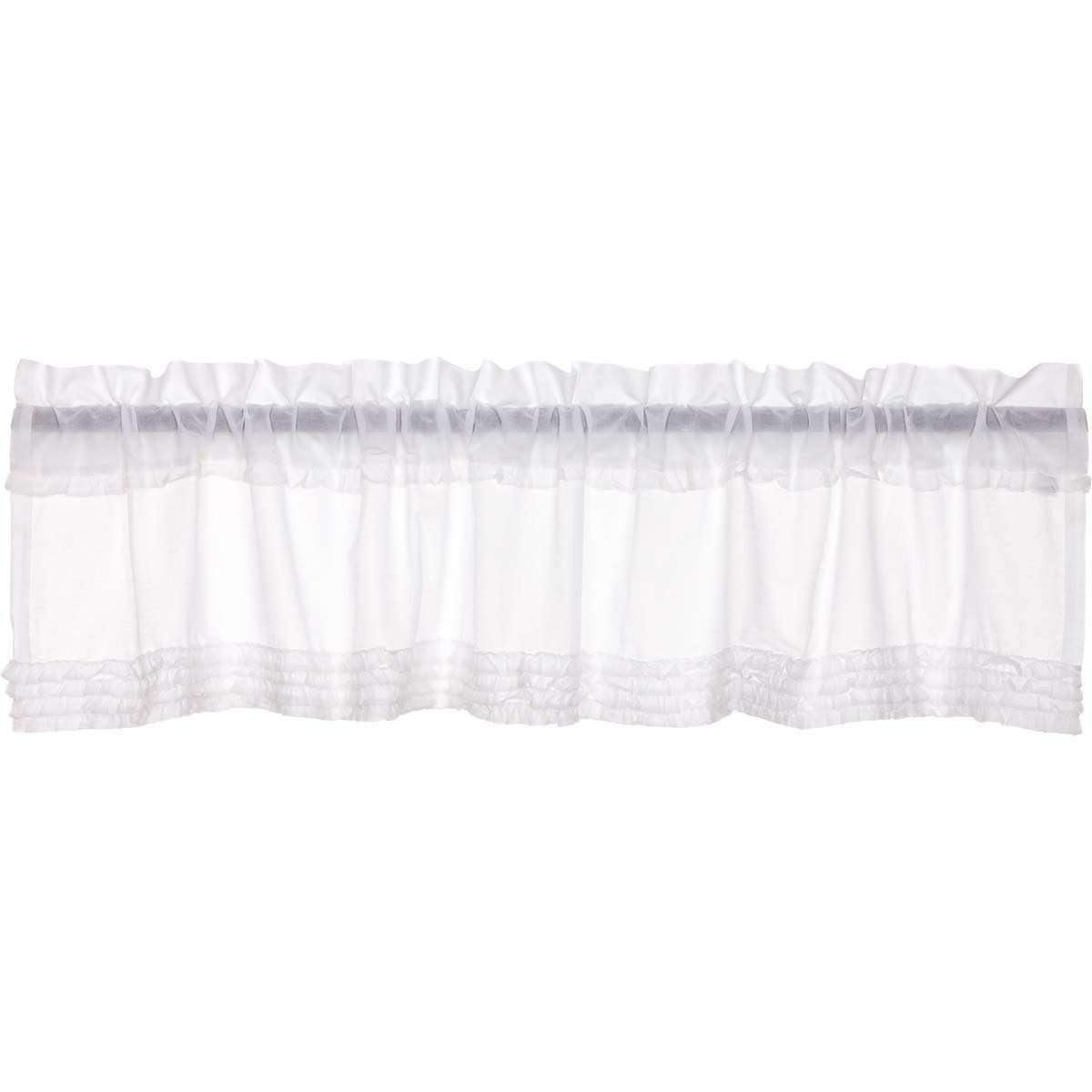 White Ruffled Sheer Valance Curtain Curtain 16x72 - The Fox Decor