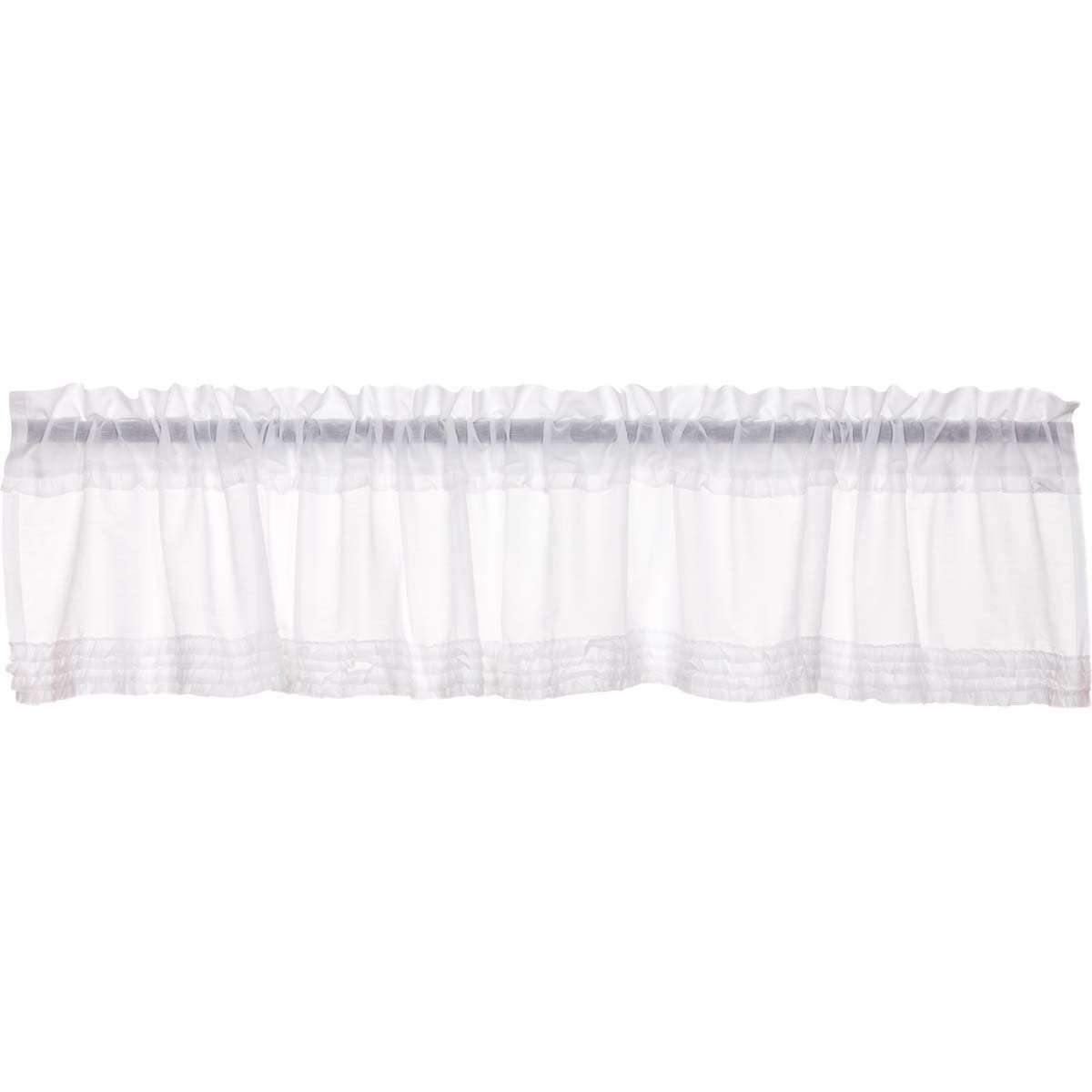 White Ruffled Sheer Valance Curtain Curtain 16x90 - The Fox Decor