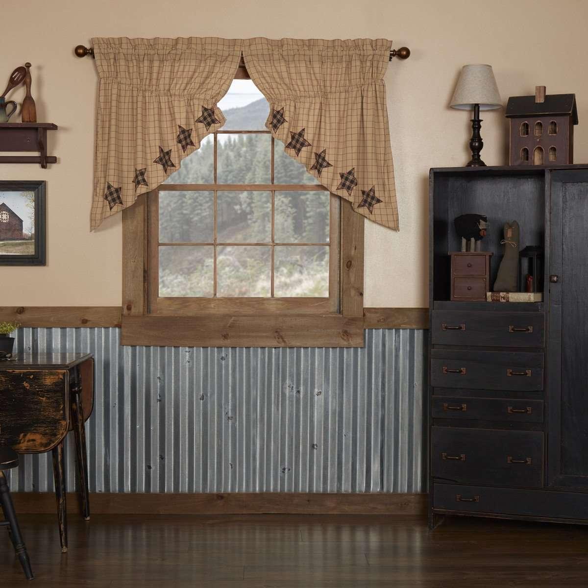 Bingham Star Prairie Swag Curtain Applique Star Set of 2 - The Fox Decor