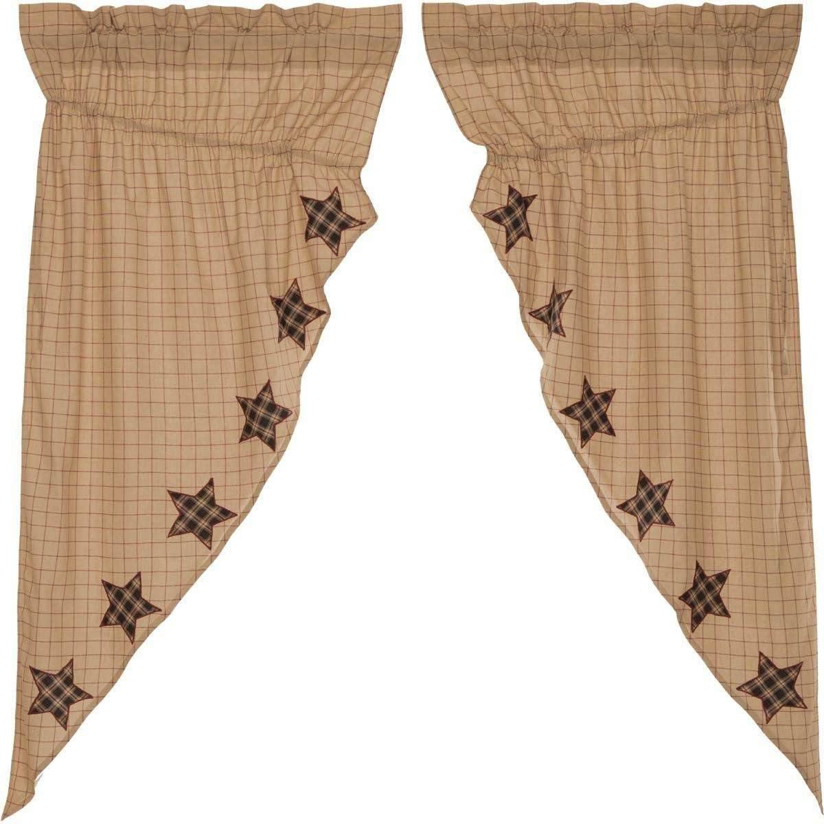 Bingham Star Prairie Short Panel Curtain Applique Star Set of 2 63x36x18 - The Fox Decor