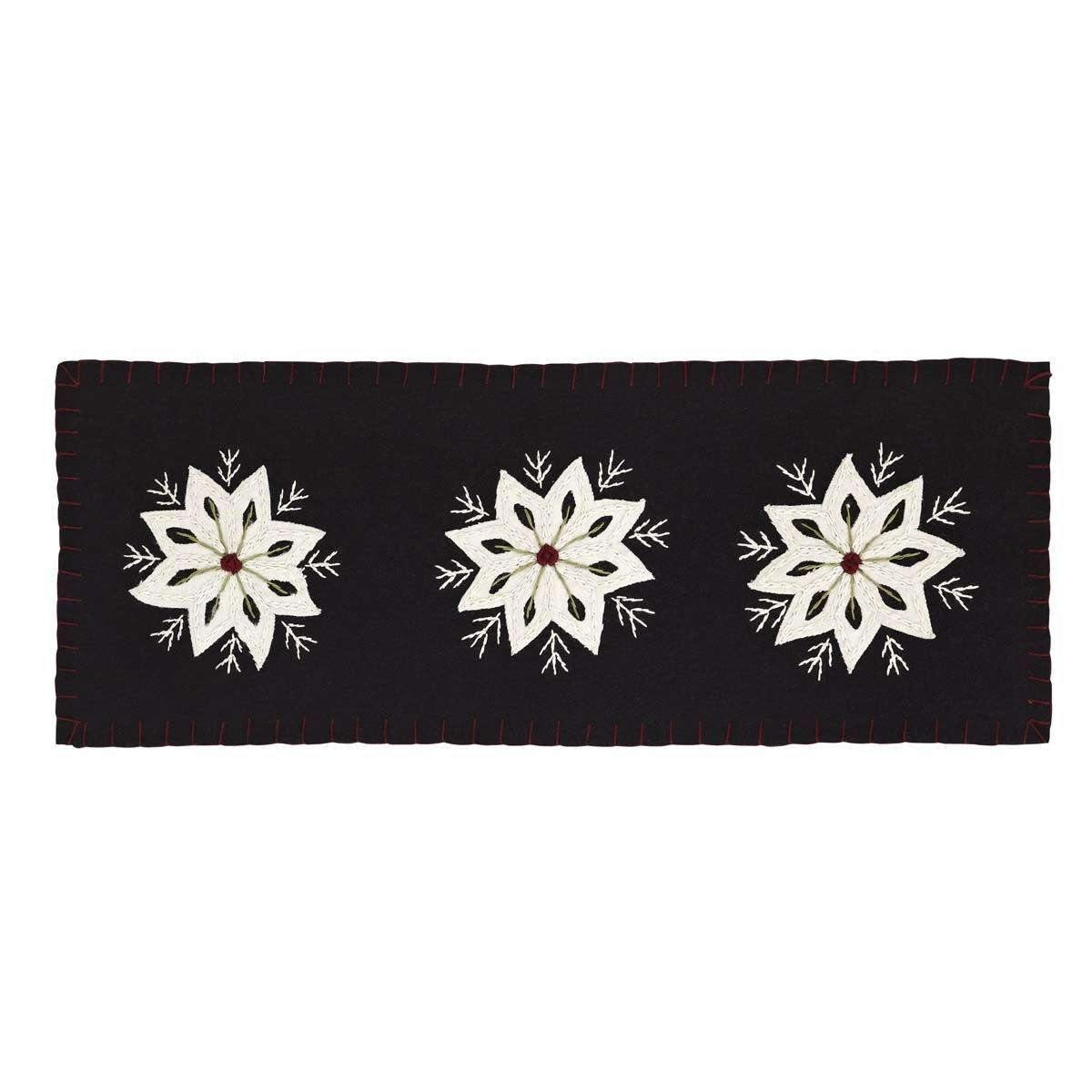 Christmas Snowflake Runner Felt Embroidery 8x24 VHC Brands - The Fox Decor