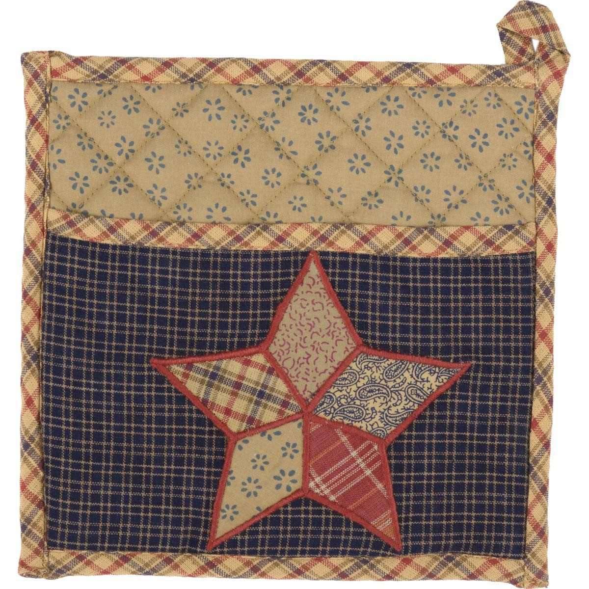 Arlington Pot Holder with Pocket & Patchwork Star 8" VHC Brands - The Fox Decor