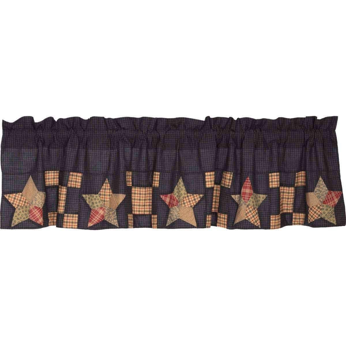 Arlington Valance Curtain Block Border Navy VHC Brands - The Fox Decor