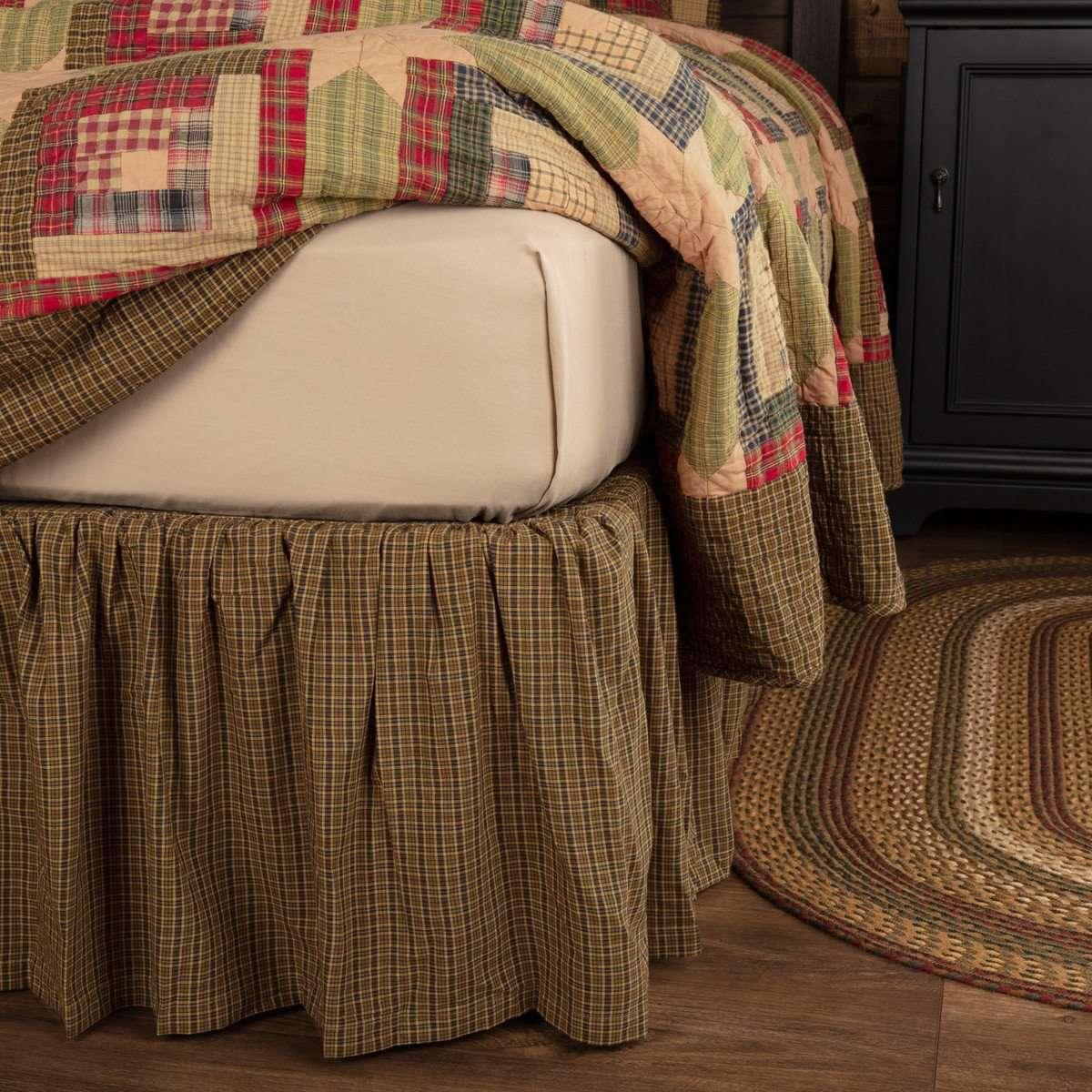 Tea Cabin Bed Skirts Moss Green, Muted Chartreuse, Navy VHC Brands - The Fox Decor