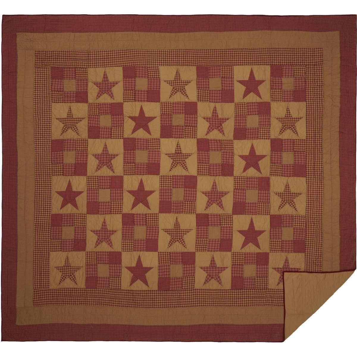 Ninepatch Star Luxury King Quilt 120Wx105L VHC Brands full