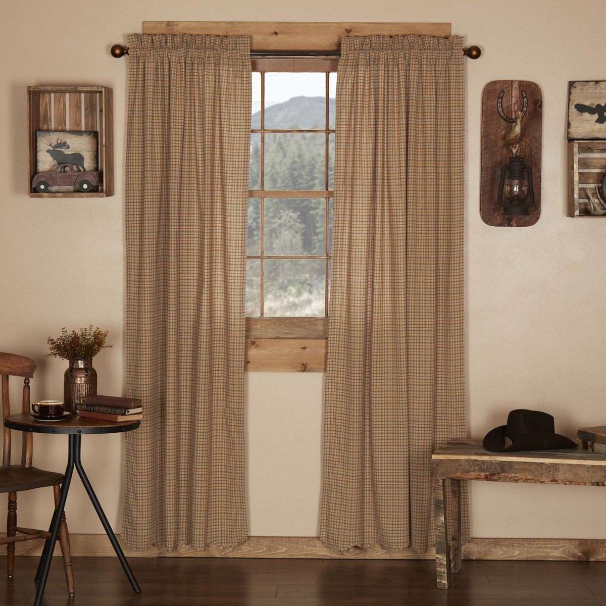 Millsboro Panel Curtain Scalloped Set of 2 84"x40" - The Fox Decor