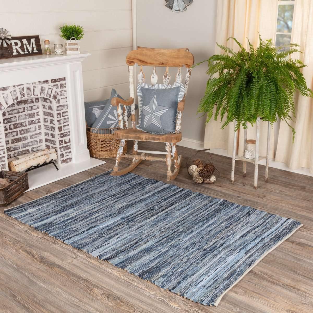 Denim & Hemp Chindi/Rag Rug Rect 4'x6' VHC Brands - The Fox Decor