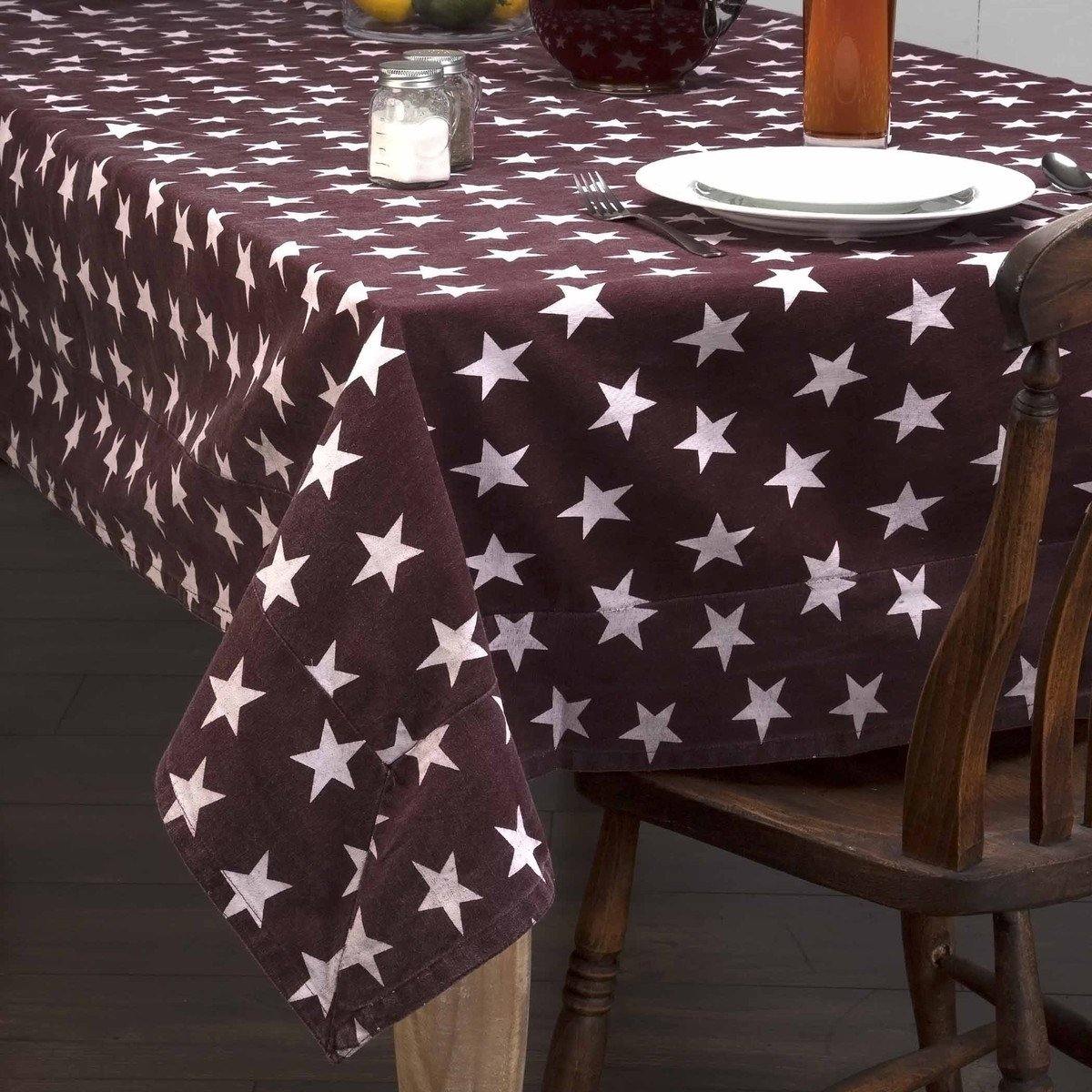 Multi Star Red Table Cloth 60"x60" VHC Brands - The Fox Decor