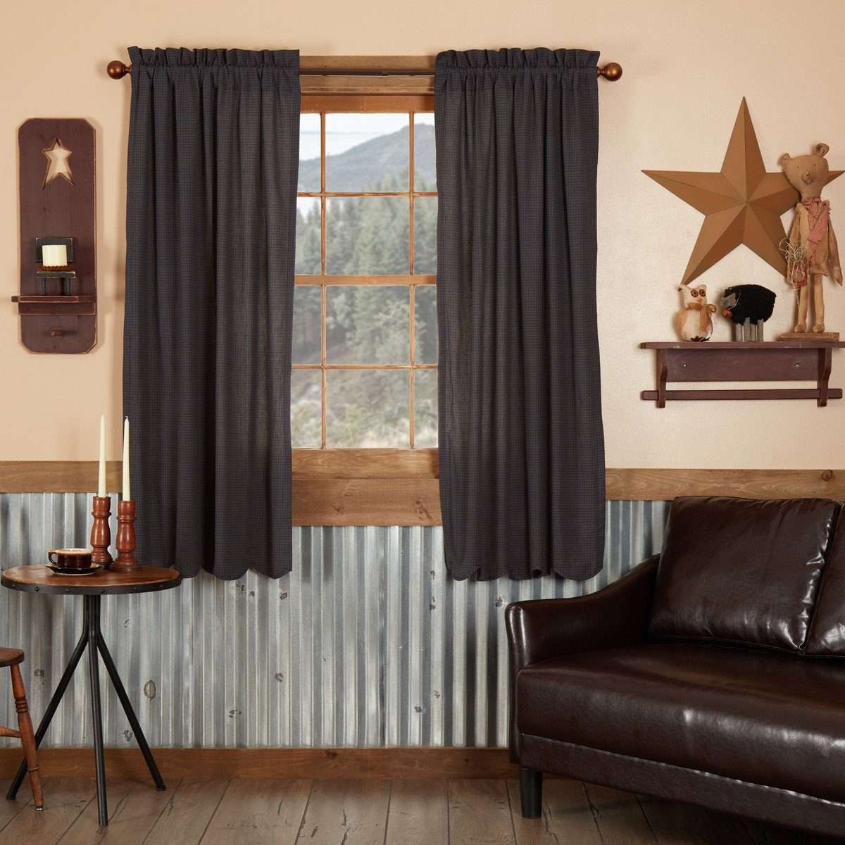Arlington Short Panel Curtain Scalloped Set of 2 63"x36" VHC Brands - The Fox Decor