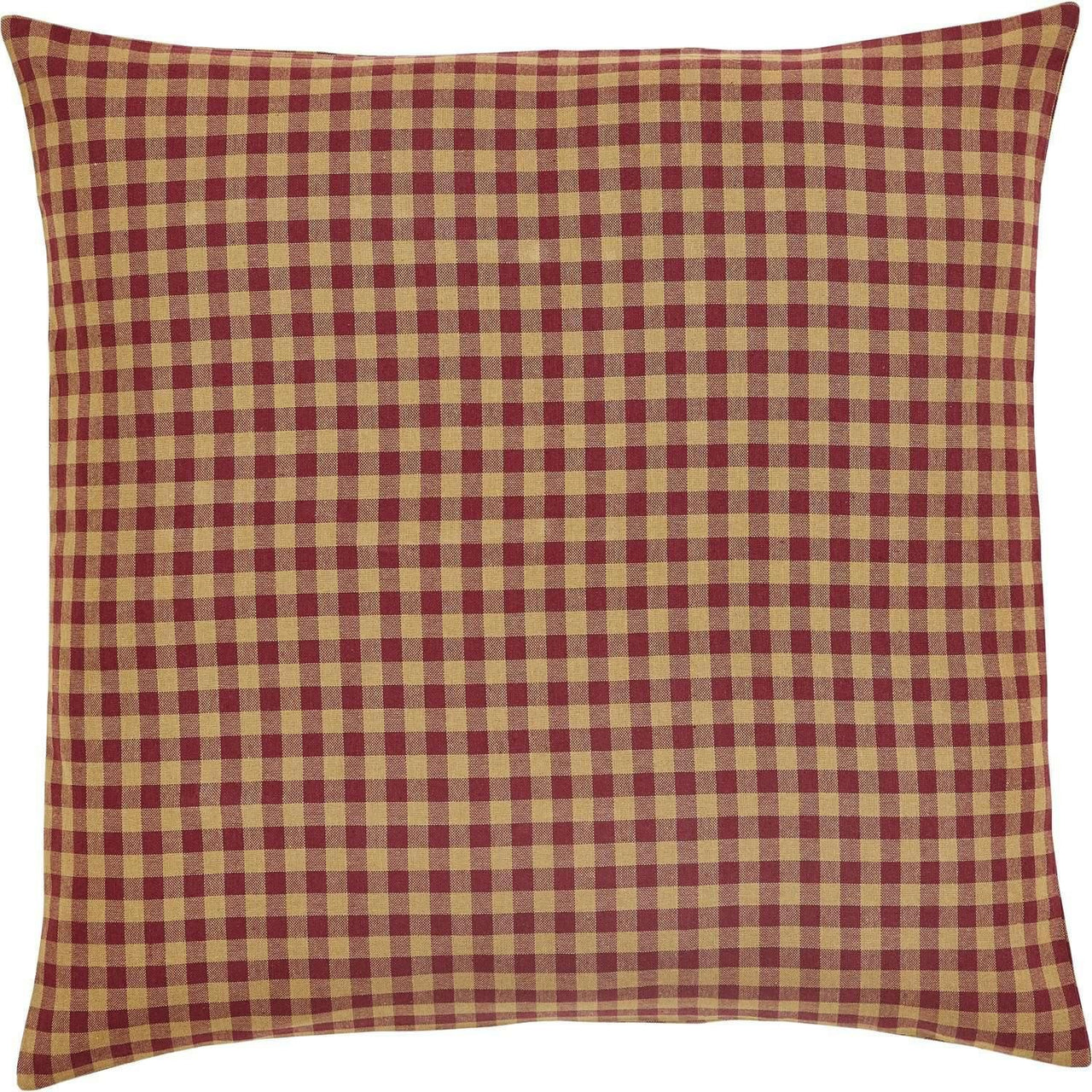 Burgundy Check Fabric Euro Sham 26x26 VHC Brands - The Fox Decor