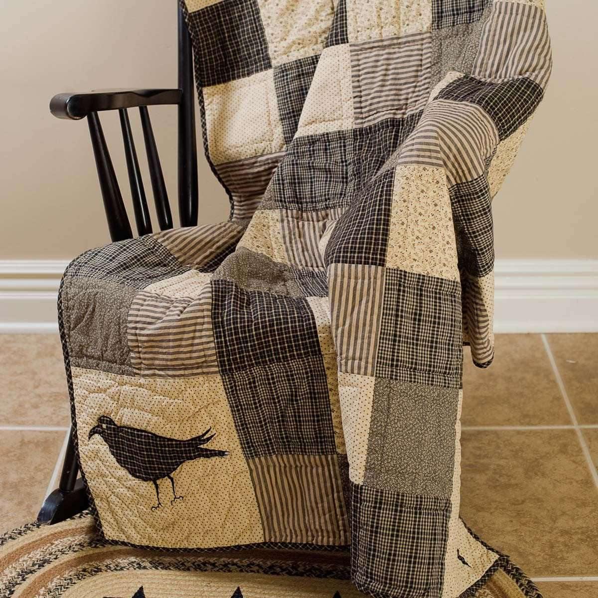 Kettle Grove Applique Crow and Star Quilted Throw 60x50 VHC Brands - The Fox Decor