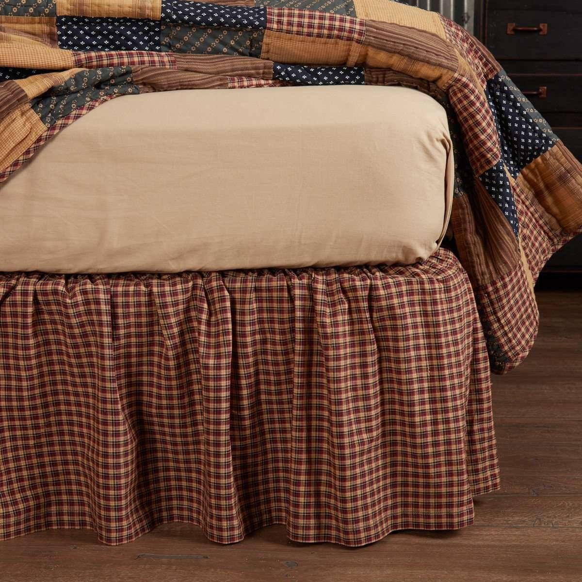 Patriotic Patch Bed Skirts Deep Red, Khaki, Navy VHC Brands - The Fox Decor