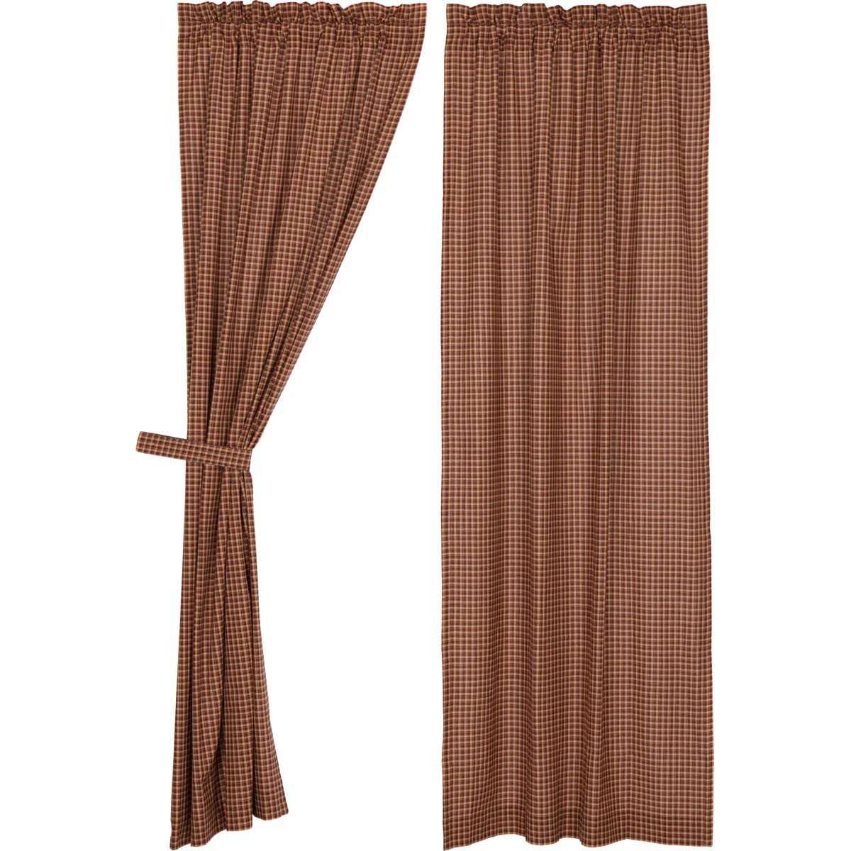 Patriotic Patch Plaid Panel Curtain Set of 2 84
