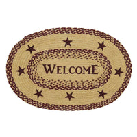 Thumbnail for Burgundy Tan Jute Braided Rug Oval Welcome 20