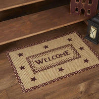 Thumbnail for Burgundy Tan Jute Braided Rug Rect Welcome 20