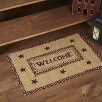 Thumbnail for Burgundy Tan Jute Braided Rug Rect Welcome 20