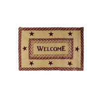 Thumbnail for Burgundy Tan Jute Braided Rug Rect Welcome 20