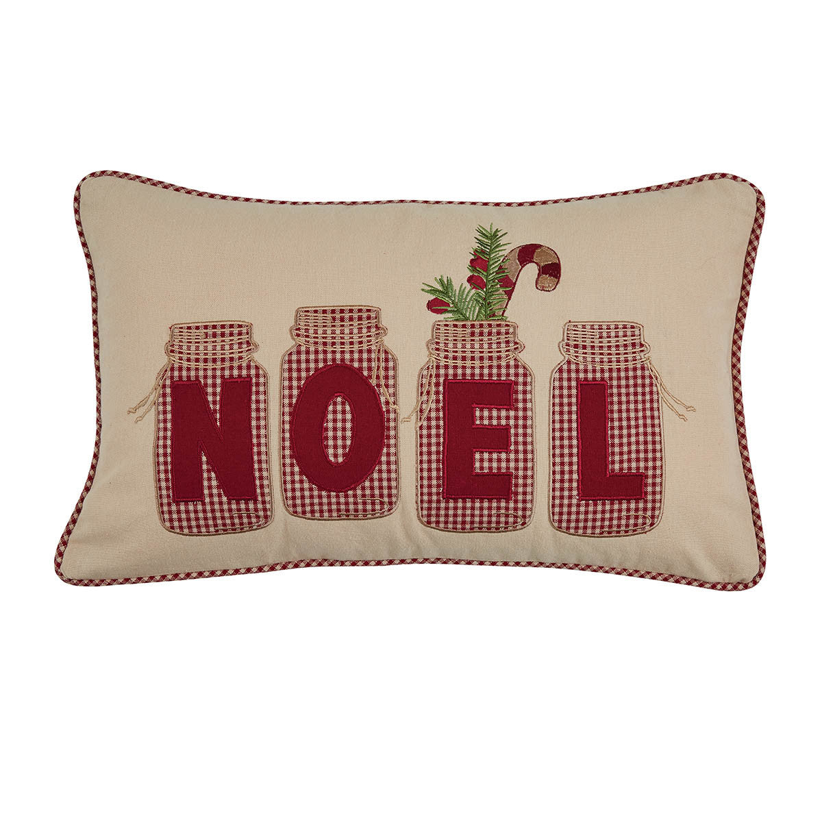 Noel Jar Applique  Pillow with Polyester Insert - 20" x 12" Set of 2 Park Designs
