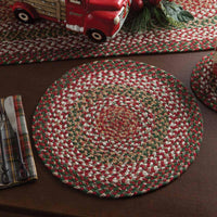 Holly Berry Braided Placemat - Round Set Of 6 Park Designs - The Fox Decor