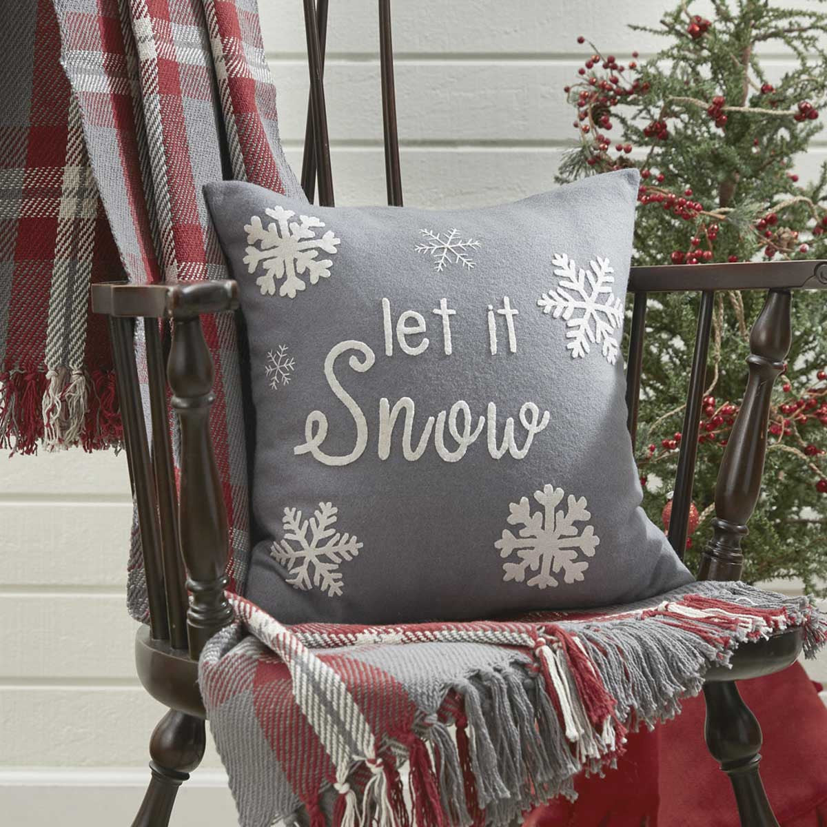 Let It Snow Felt 16" Pillow Set - Down Feather Fill Set of 2 Park Designs