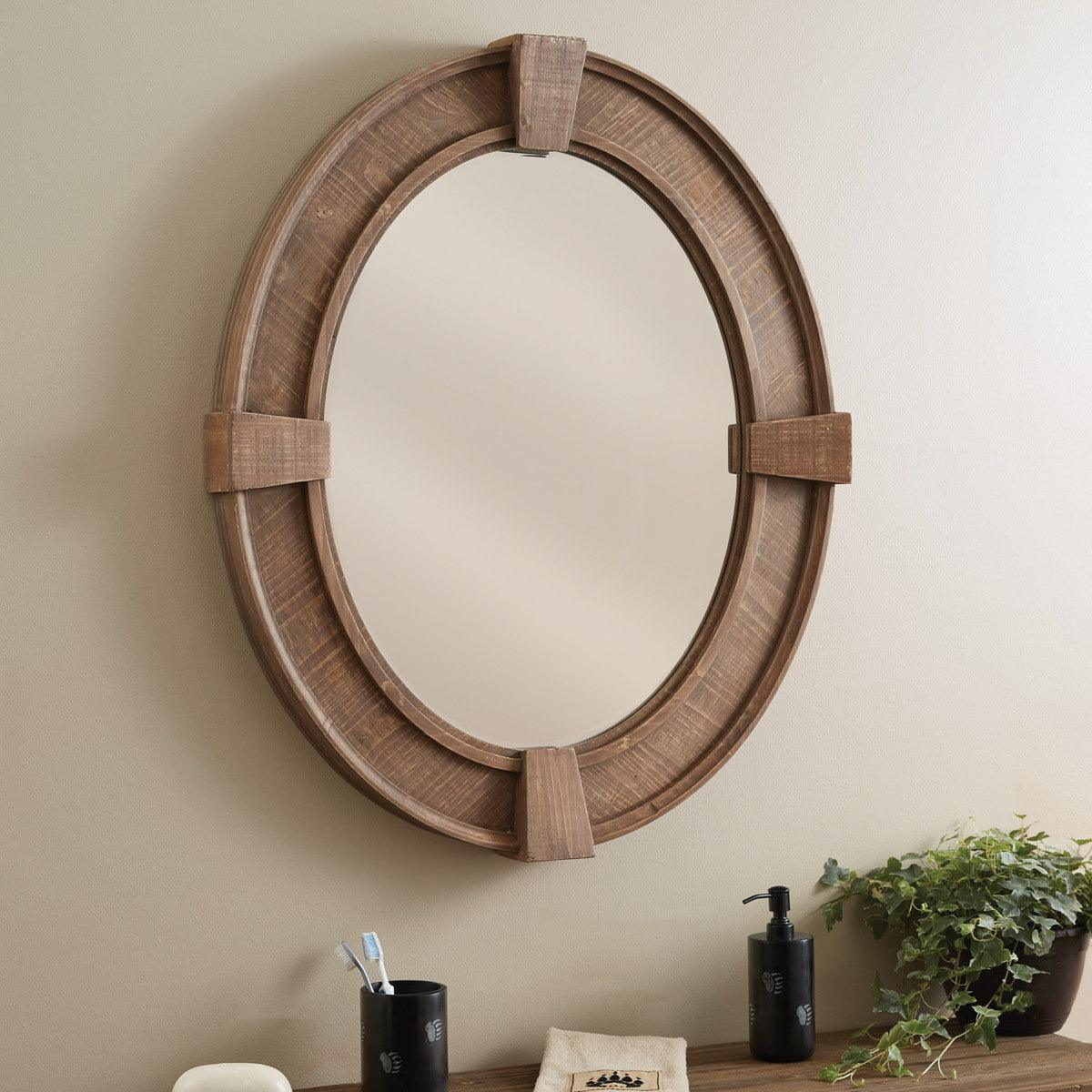 Oval Distressed Wood Mirror Park Designs