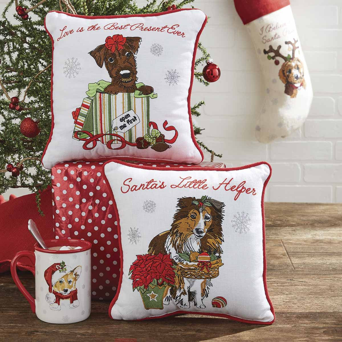 Holiday Kisses Collie 10" Pillow Park Designs - The Fox Decor