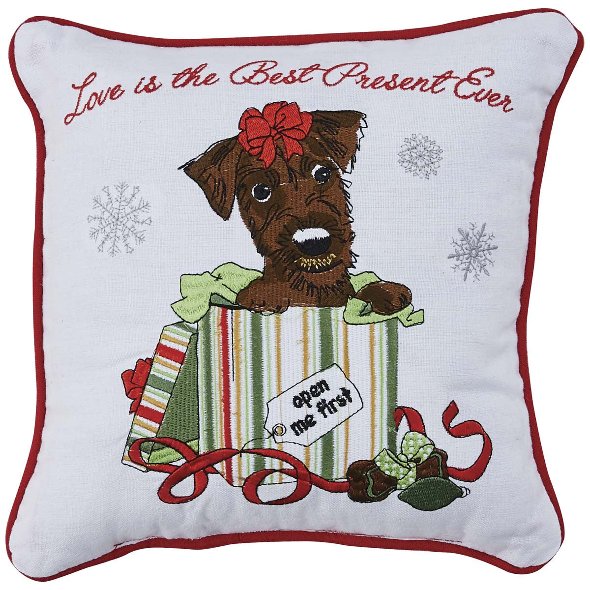 Holiday Kisses Terrier 10" Pillow - Park Designs