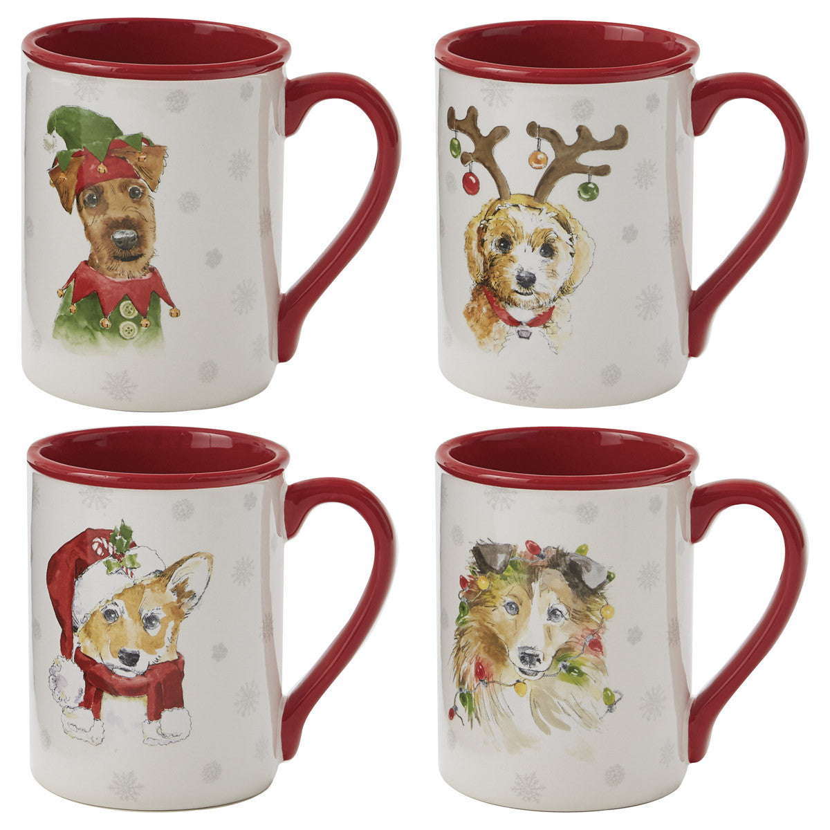 Holiday Paws Mugs - Set of 4 Assorted Park Designs