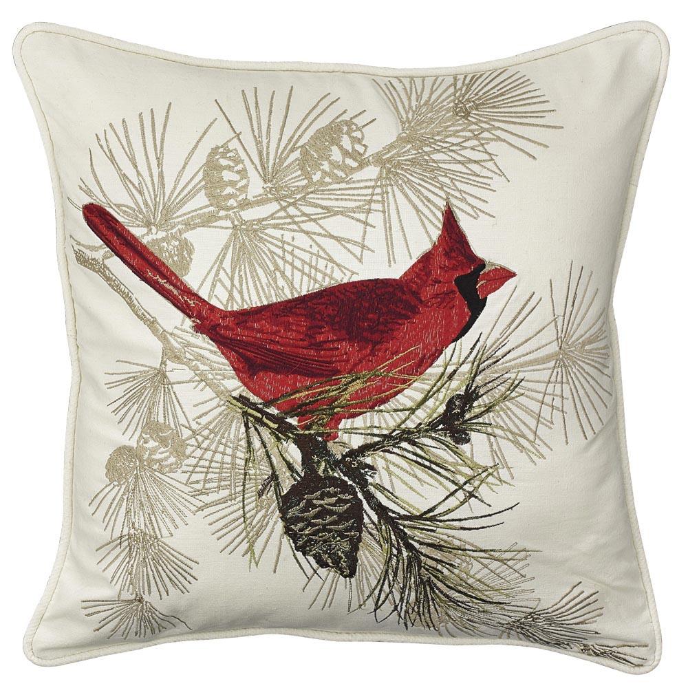 Cardinal Embroidered Pillow - 20" Set of 2 Park Designs - The Fox Decor