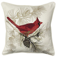 Thumbnail for Cardinal Embroidered Feather Down Insert Pillow - 20