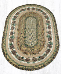 Thumbnail for Needles & Cones Design Oval Braided Rug 5'x8'  - Earth Rugs