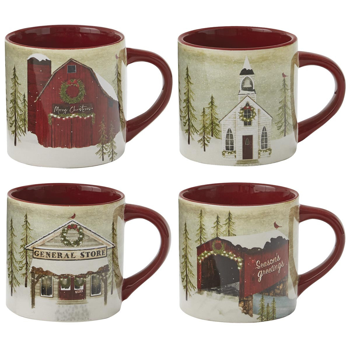 Vintage Hometown Mugs - Set of 4 Park Designs