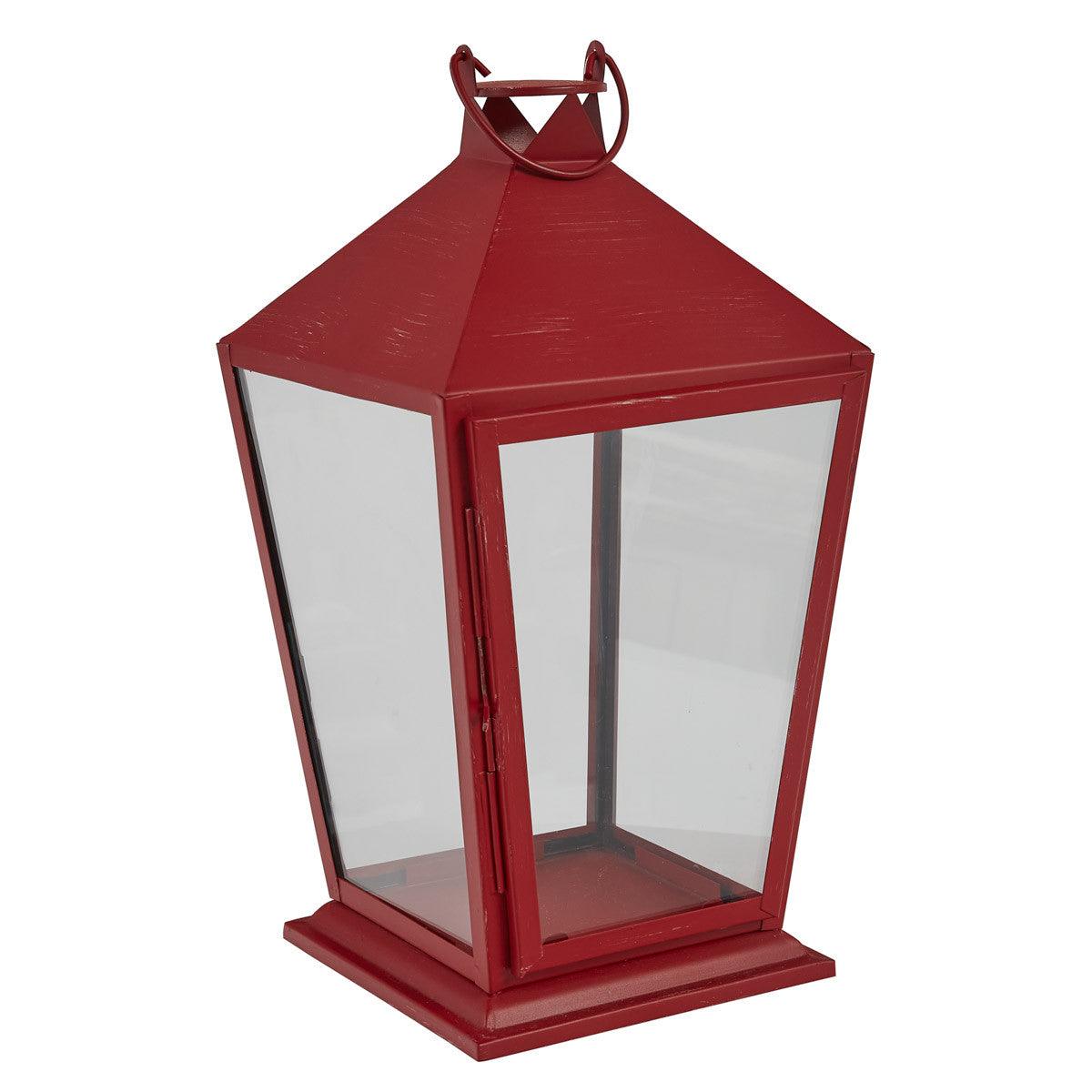 Tall Square Red Lantern With Glass - Park Designs - The Fox Decor